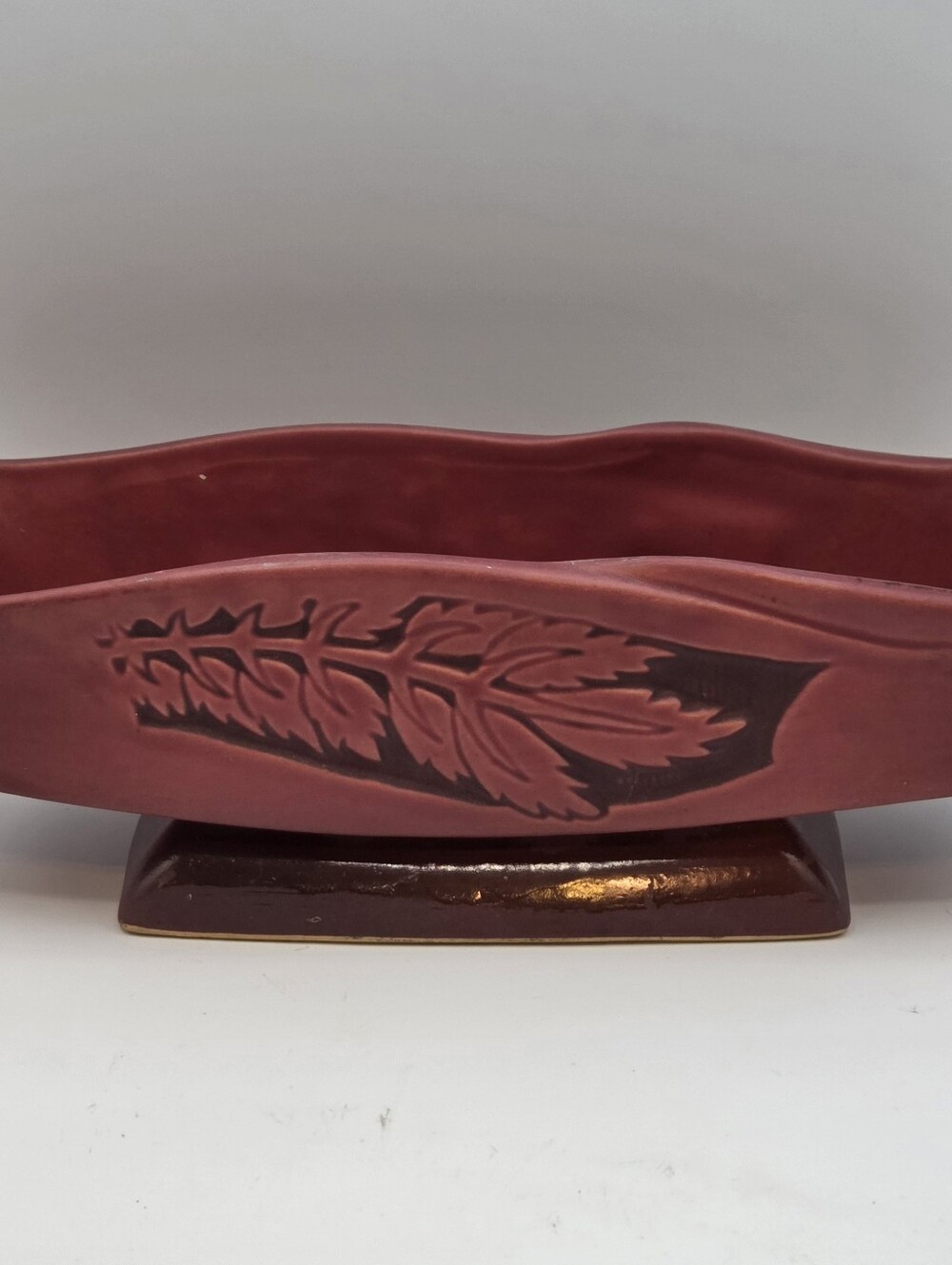 MCM Roseville Pottery Silhouette Red Console Bowl Planter